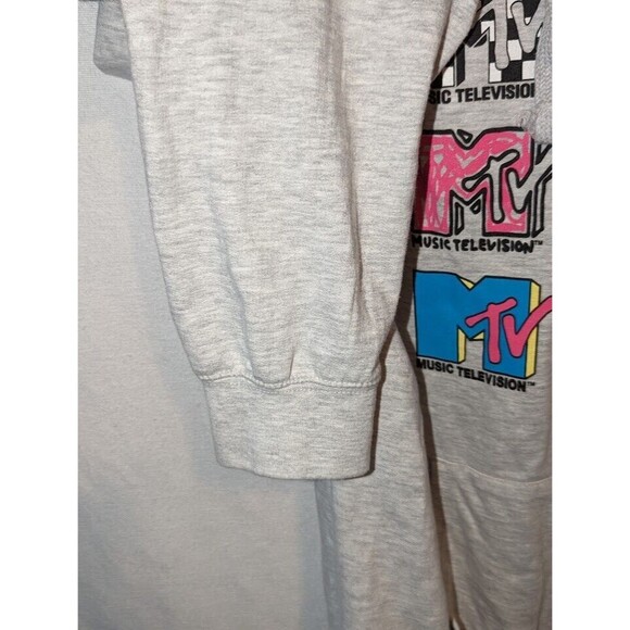 Y2K MTV Logo Pocket Hoodie Sweatshirt Gray Men's Size XXL - Picture 6 of 10